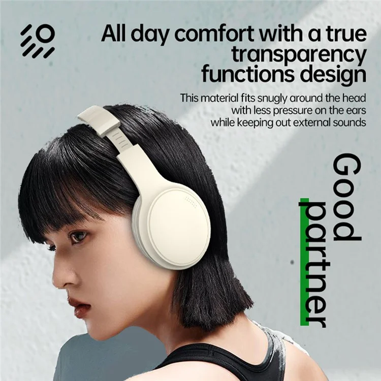 BT037 Bluetooth Noise Cancelling Headphones Over Ear ANC Wireless Deep Bass Headset - Black