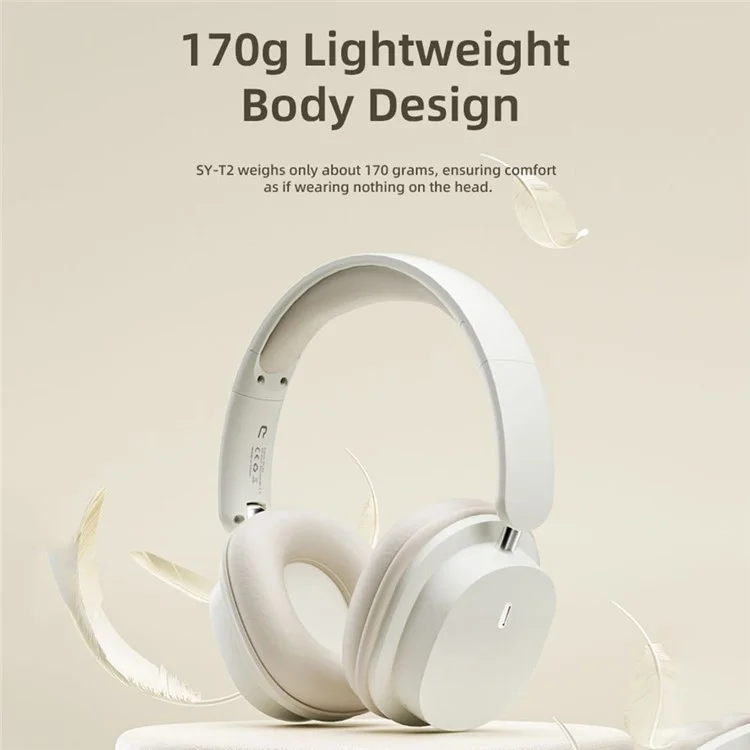 SY-T2 Wireless Over-Ear Bluetooth Headphones Foldable Noise Cancelling Headset with Built-in Microphone - Khaki