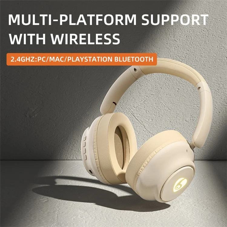 OVLENG FF93 Wireless Bluetooth Headphone Over-Ear Music Earphone Folding HiFi Stereo Sound Headset - Beige