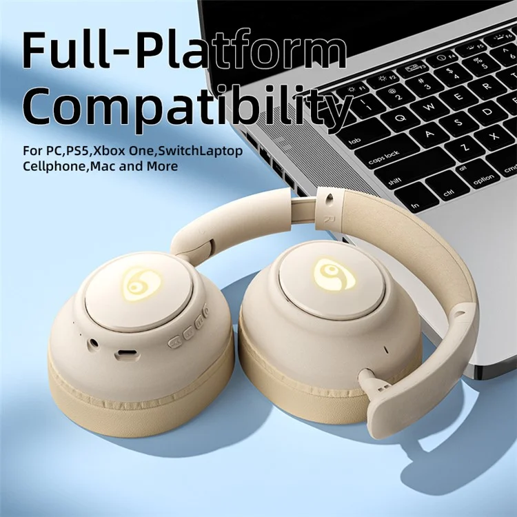 OVLENG FF93 Wireless Bluetooth Headphone Over-Ear Music Earphone Folding HiFi Stereo Sound Headset - Beige