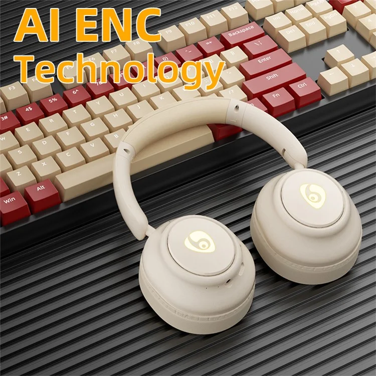 OVLENG FF93 Wireless Bluetooth Headphone Over-Ear Music Earphone Folding HiFi Stereo Sound Headset - Beige