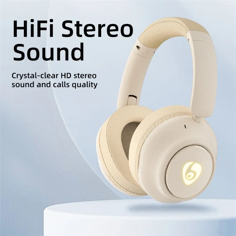 OVLENG FF93 Wireless Bluetooth Headphone Over-Ear Music Earphone Folding HiFi Stereo Sound Headset - Beige