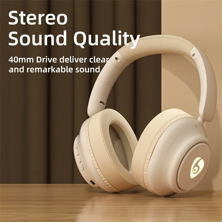 OVLENG FF93 Wireless Bluetooth Headphone Over-Ear Music Earphone Folding HiFi Stereo Sound Headset - Beige