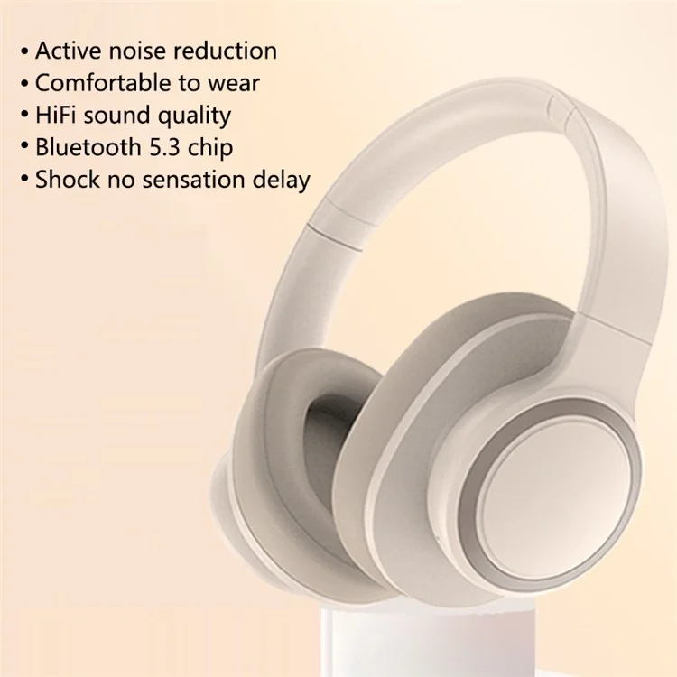 P3960 Wireless Bluetooth Earphone ANC Stereo Sound Gaming Headset - Beige