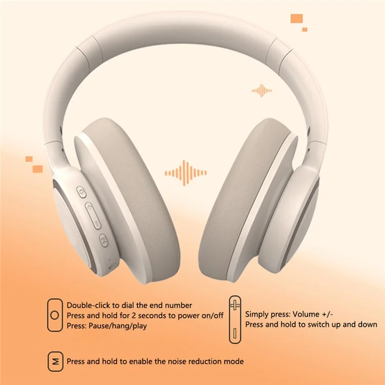 P3960 Wireless Bluetooth Earphone ANC Stereo Sound Gaming Headset - Beige