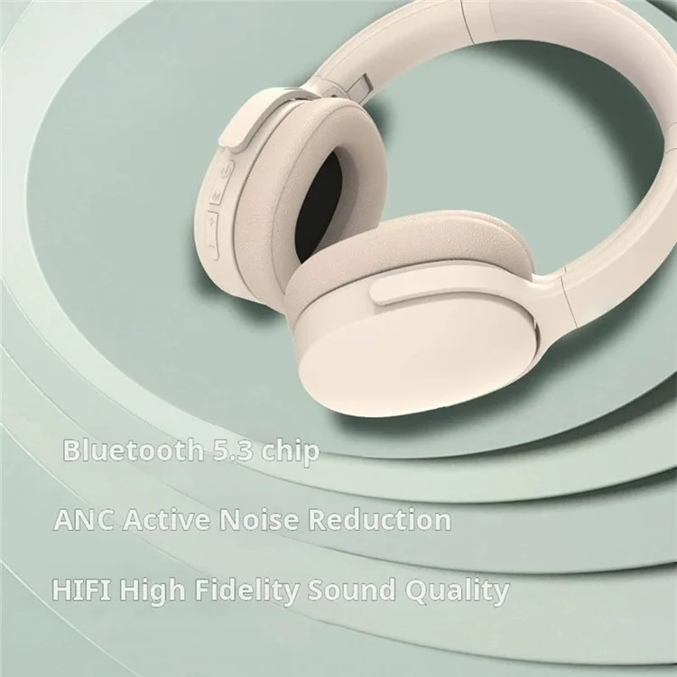 P3961 Active Noise Cancelling ANC Headset Over-Ear Bluetooth 5.3 Wireless Headphones - Khaki