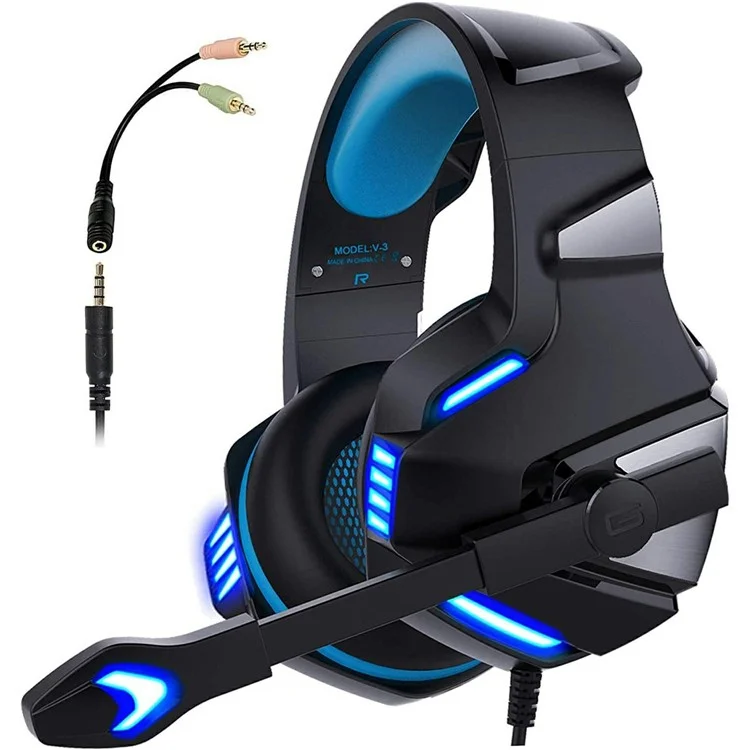 V3 Head-mounted Earphones RGB Light Wired PC Gamin...