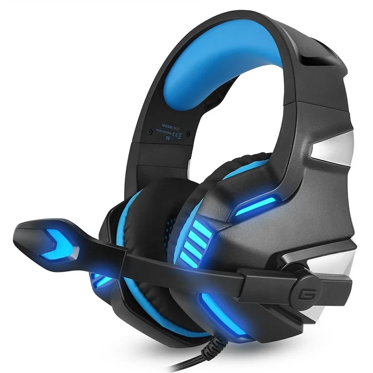 V3 Head-mounted Earphones RGB Light Wired PC Gaming Headset, USB+3.5mm+4Pin
