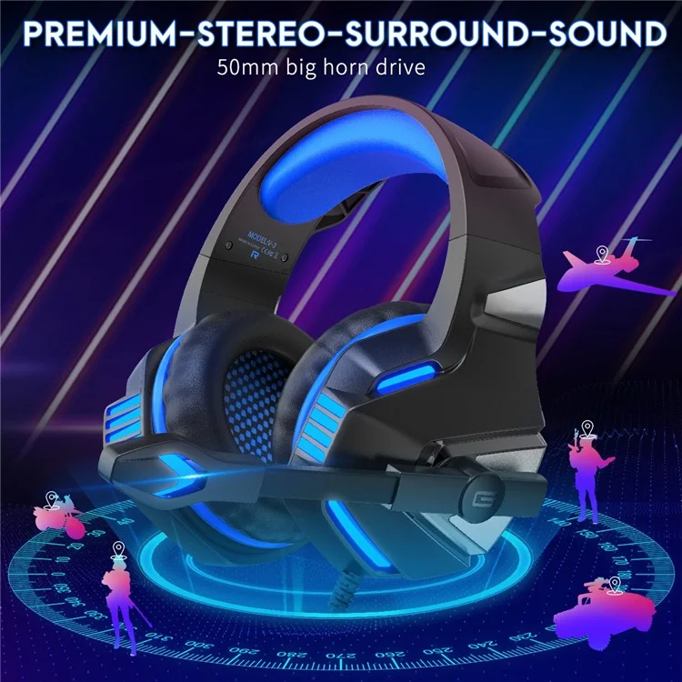 V3 Head-mounted Earphones RGB Light Wired PC Gaming Headset, USB+3.5mm+4Pin