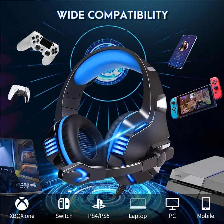 V3 Head-mounted Earphones RGB Light Wired PC Gaming Headset, USB+3.5mm+4Pin