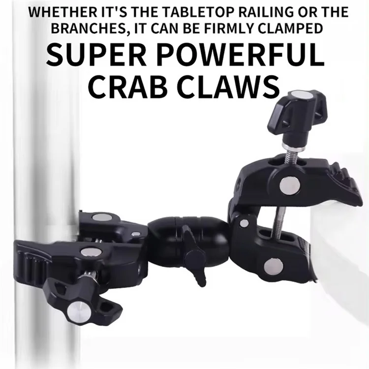 Z074 Double Camera Clamp Crab Plier Clip Bracket Mount Monitor Magic Arm Double Ball Head Adapter