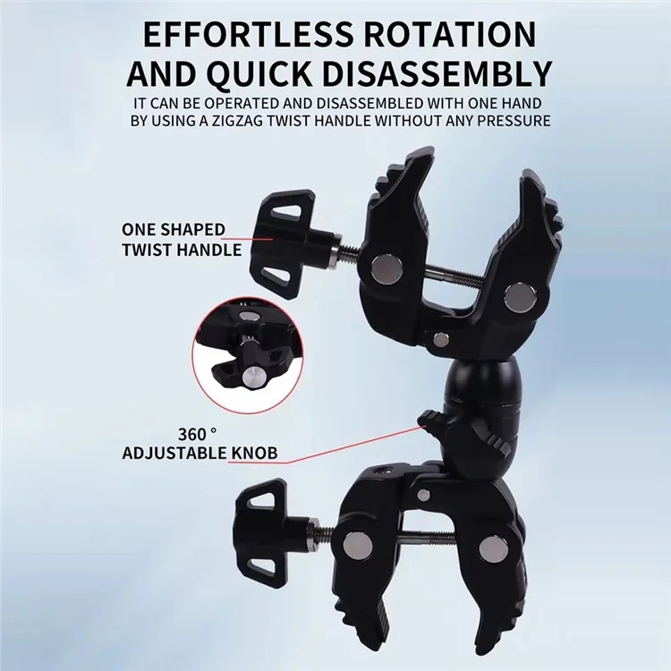 Z074 Double Camera Clamp Crab Plier Clip Bracket Mount Monitor Magic Arm Double Ball Head Adapter