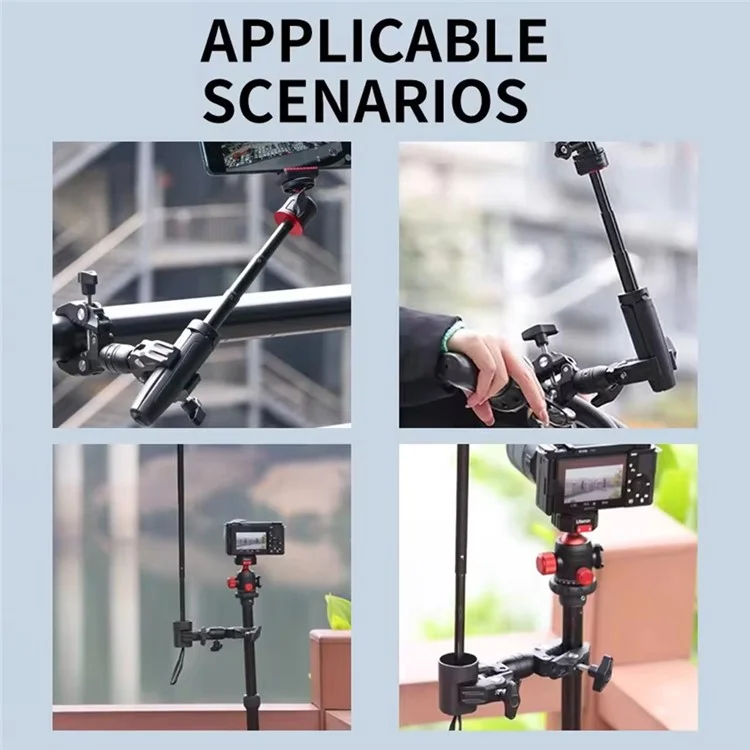 Z074 Double Camera Clamp Crab Plier Clip Bracket Mount Monitor Magic Arm Double Ball Head Adapter